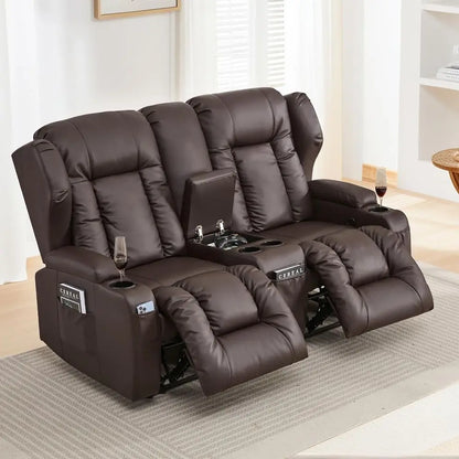 66 Manual Reclining Loveseat for RV with Storage, Cup Holders, and Pillows - Ideal for Compact Living Spaces