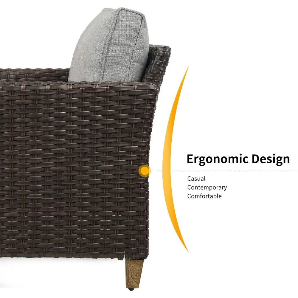 Outdoor Furniture, Patio Wicker Sectional Sofa Modular Furniture Set Single Sofa with Thick Cushions for Deck Porch Poolside Ga