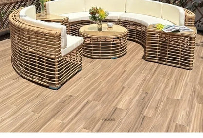 Outdoor PE Rattan Garden Sofas Courtyard Open-air Sofa Chair Combination Outdoor Garden Leisure Balcony Full Arc Sofa Chairs EE