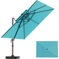 9' X 12' Double Top Cantilever Patio Umbrella - Heavy Duty Offset Umbrella with 360° Rotation for Garden Deck Pool Patio, Turquo