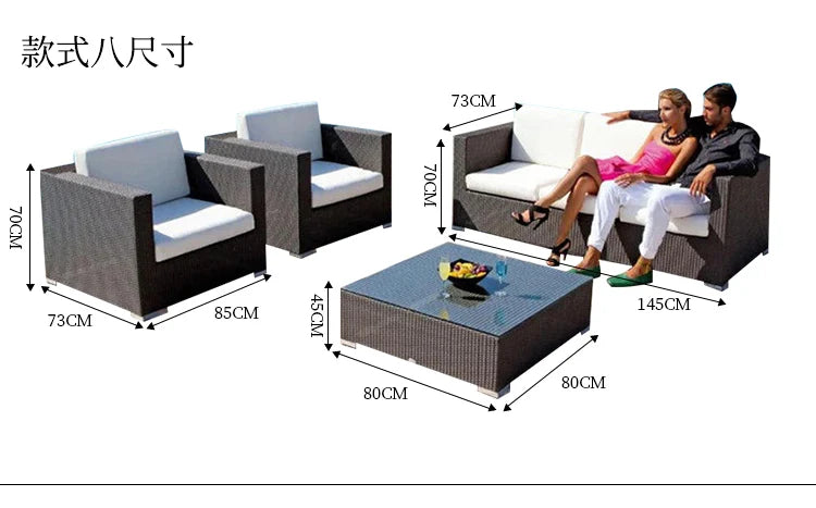 Terrace Modern Garden Sofas Outdoor Combination Courtyard Nordic Garden Sofas Waterproof Pe Rattan Furniture Sofá Jardín MHHYSF