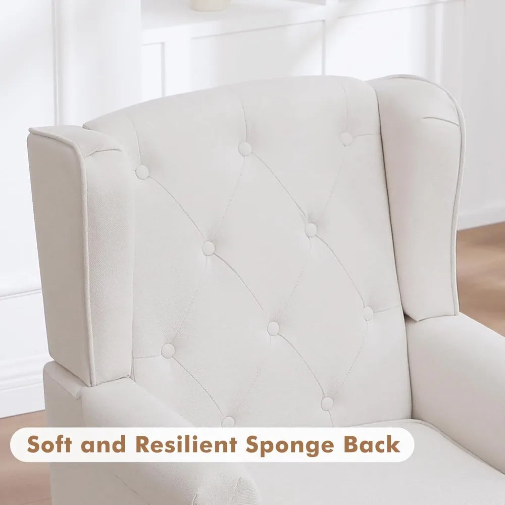 Accent Chair Set of 2, Mid Century Modern Fabric Wingback Chair, Upholstered Armchair with High Back and Vintage, Customized