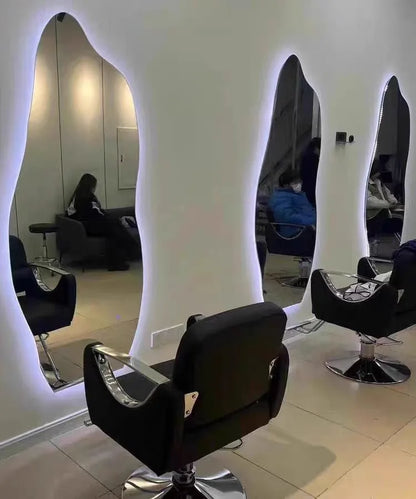 High-end Luxury LED Hairdressing Mirror Hanging Mirror Glass One Side Can Be Customized Size For Barber Shop