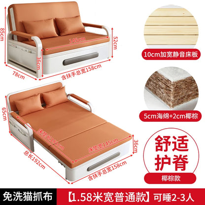Sofa bed folding dual-purpose small apartment 2024 Internet celebrity new living room 1.2 multi-function single and double retra