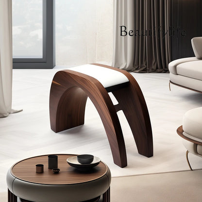 Nordic creative small stool high-end home stool strong and durable solid wood fashion shoe change solid wood seat stool