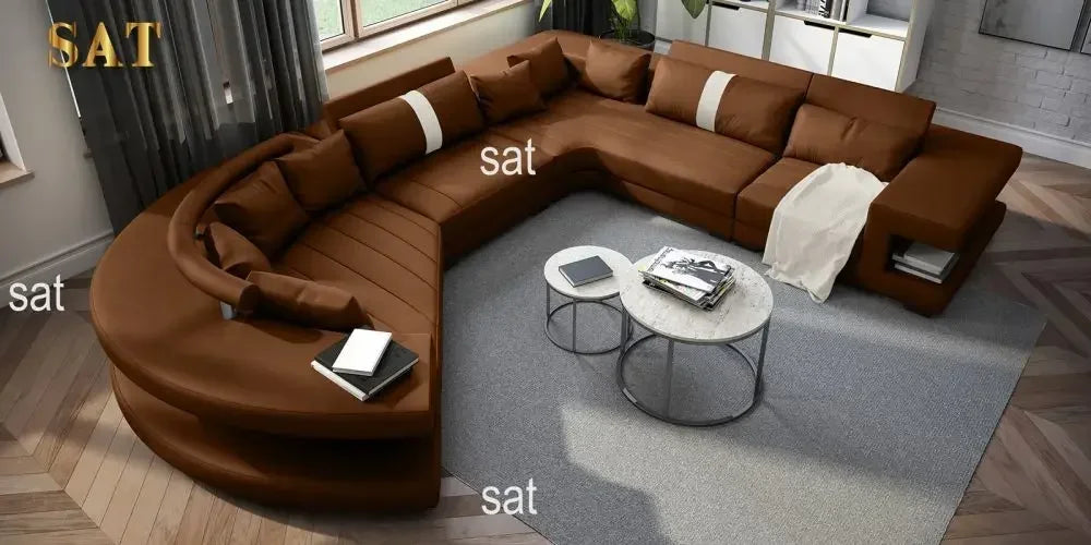 New Arrival Modern Living Room Leather Sofa, Lounge Chair, Living Room Designer Combination Sofa, U-shaped Sofa, Luxury Leather
