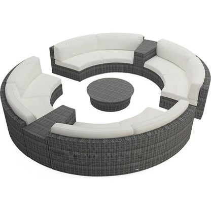 Outdoor circular rattan sofa chair, courtyard, outdoor rattan woven garden sofa combination