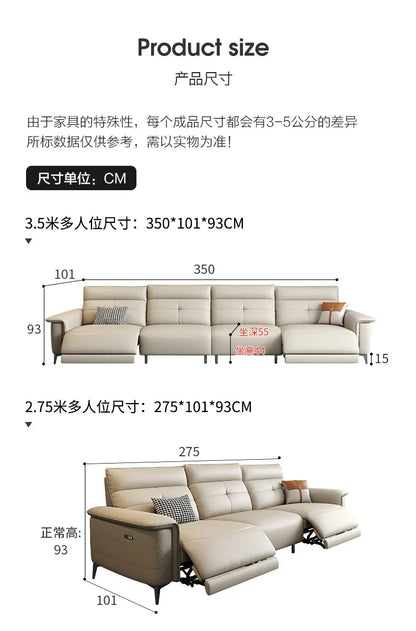 Vintage European Reclining Sofa Leather Office Designer Italiano Couch Adjustable Height Adults Sofa Inflavel Indoor Furniture