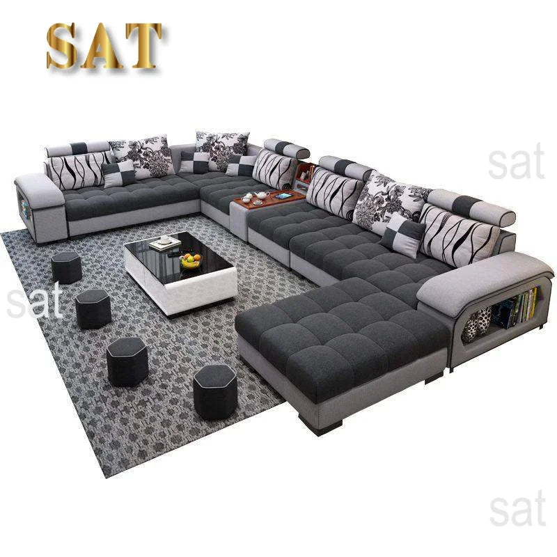 -furniture 7 seater living room  sectional big latex sofa