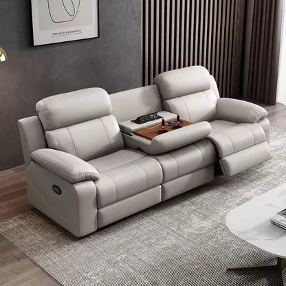 Couch Recliner Chair Furniture Supplier with Table USB Factory 3 Seater Electric Smart PU Leather Reclining Reclinable Sofa