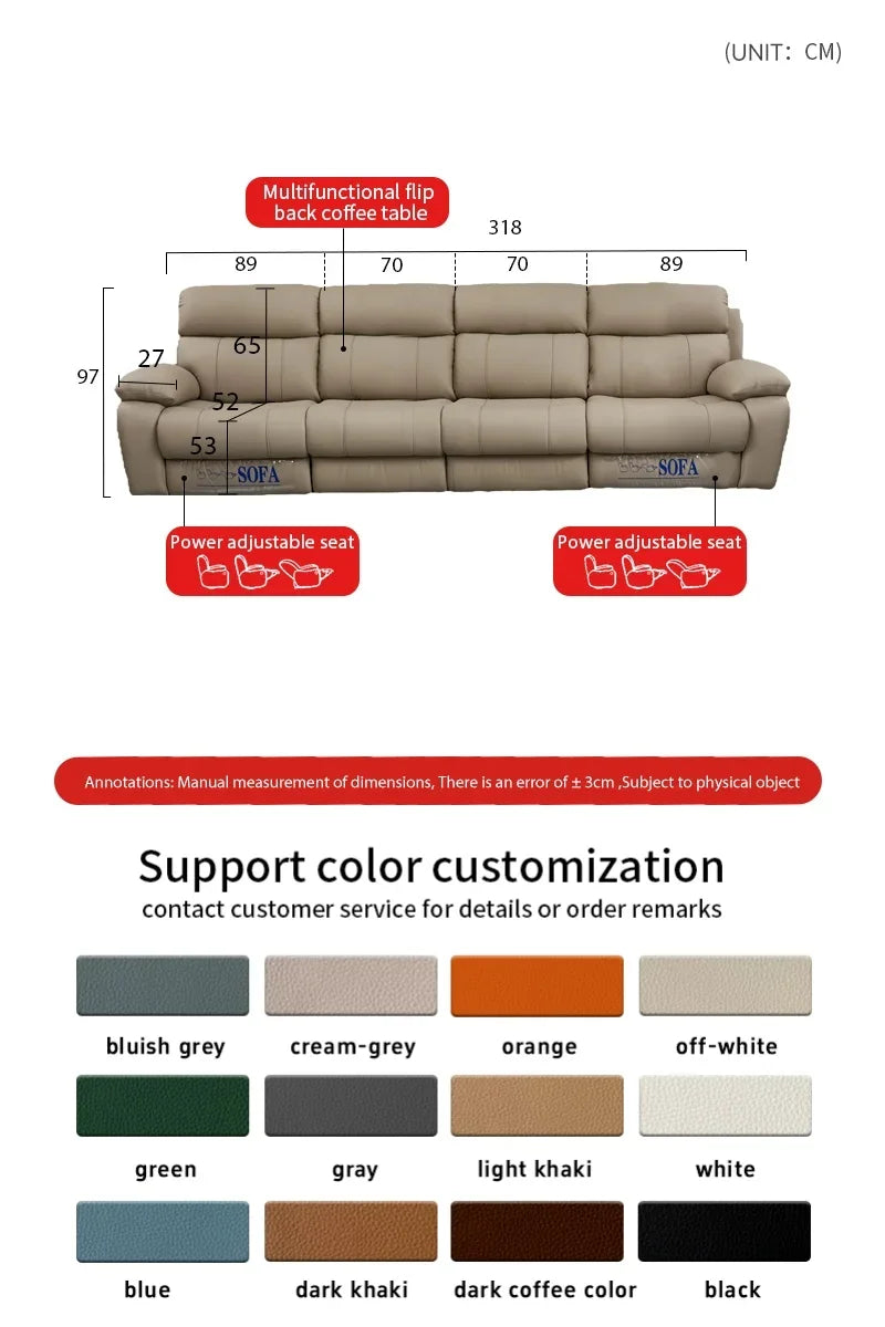 Modern Italian Living Room Sofas Modular Electric Recliner Sofa Bed Multi-functional Leather Minimalist Divano Room Furniture