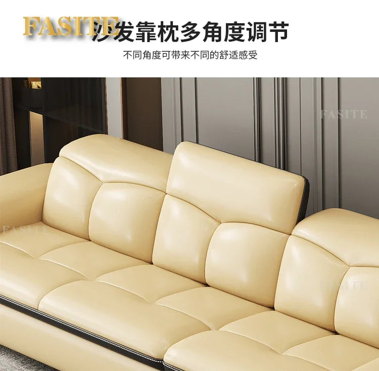 Italian minimalist leather sofa, new living room size apartment, concubine corner combination design