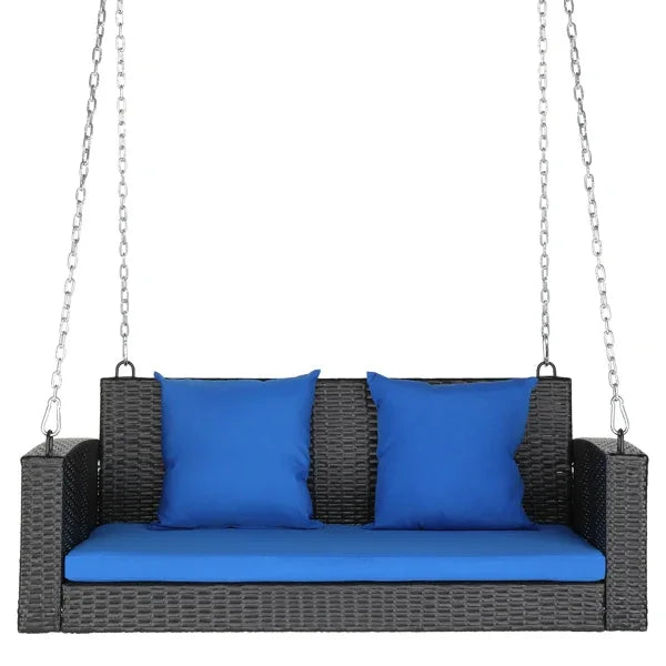 #For Heavy Duty 800 LBS Wicker Hanging Porch Swing with Cushions & Chains,  Outdoor Rattan Swing Bench for Garden, Yard&
