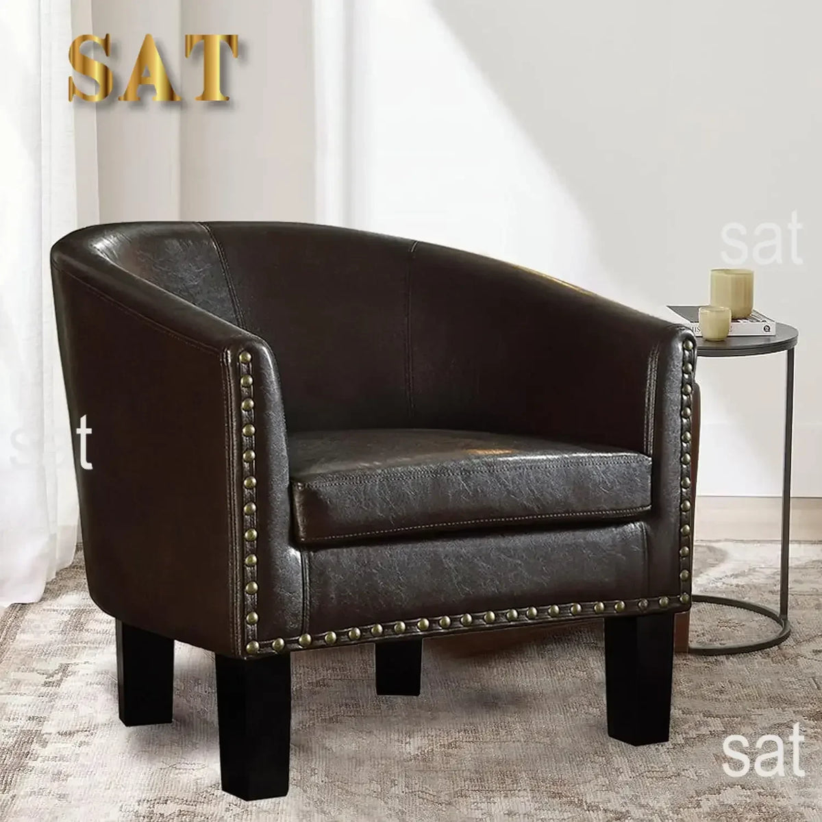 #For Living Room Chairs with Club Style Barrel for Gaming Armchairs for Bedroom, Standard, Espresso Leather