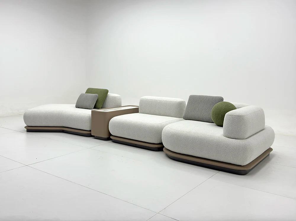 Cream curved sofa set luxury modular combined sofa