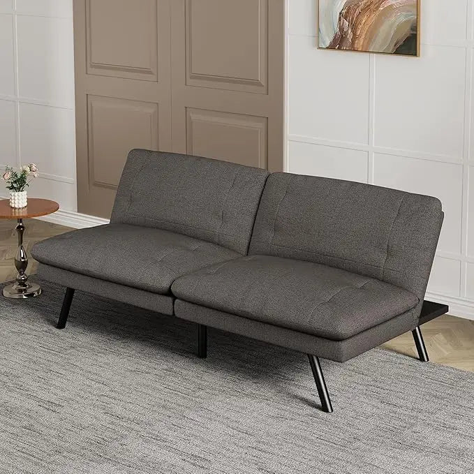 Faux Leather Futon Sofa Bed,Convertible Futon Couch,Memory Foam Loveseat Sleeper Sofa
