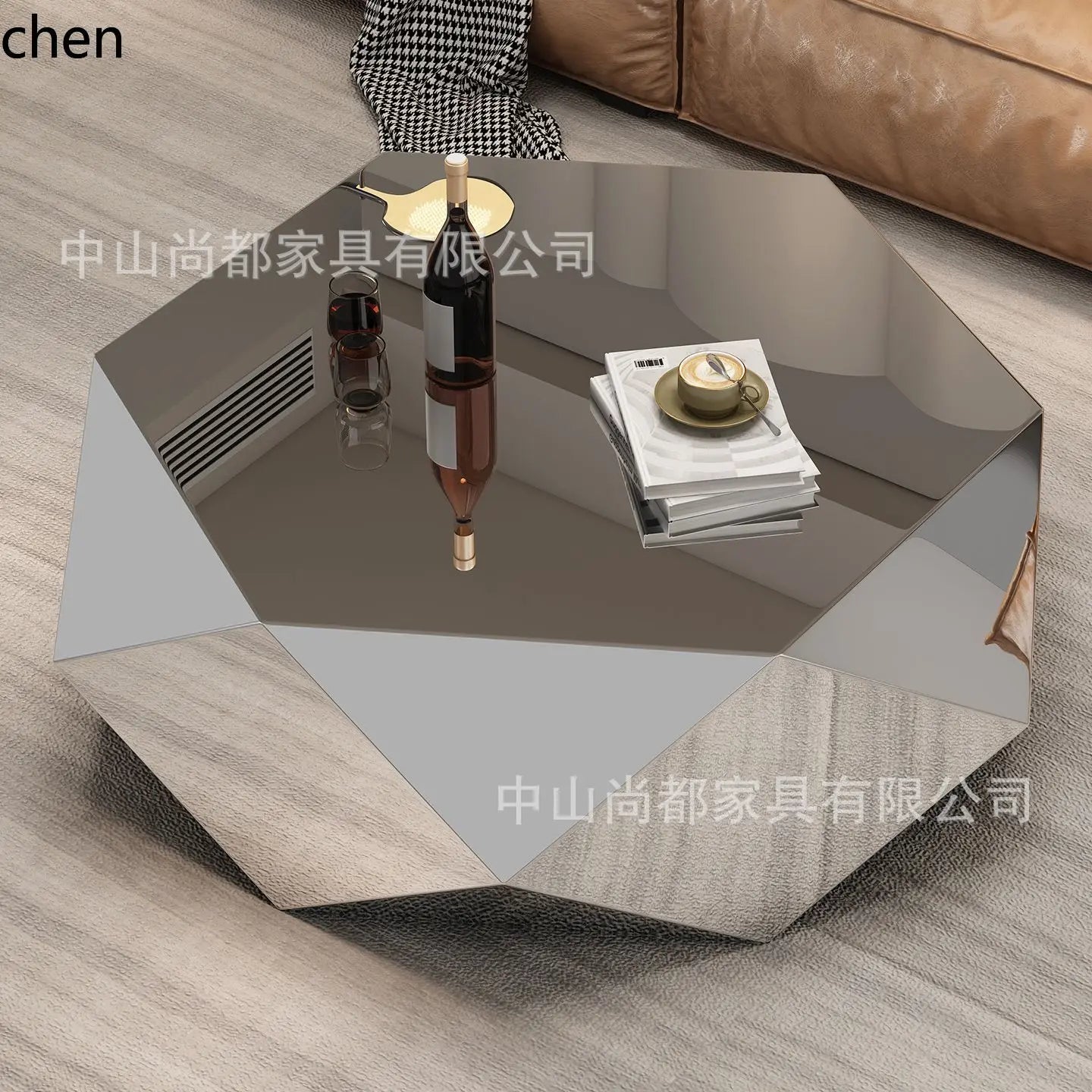 CZ Modern Minimalist Stainless Steel Diamond Coffee Table Simple Furniture Supplies