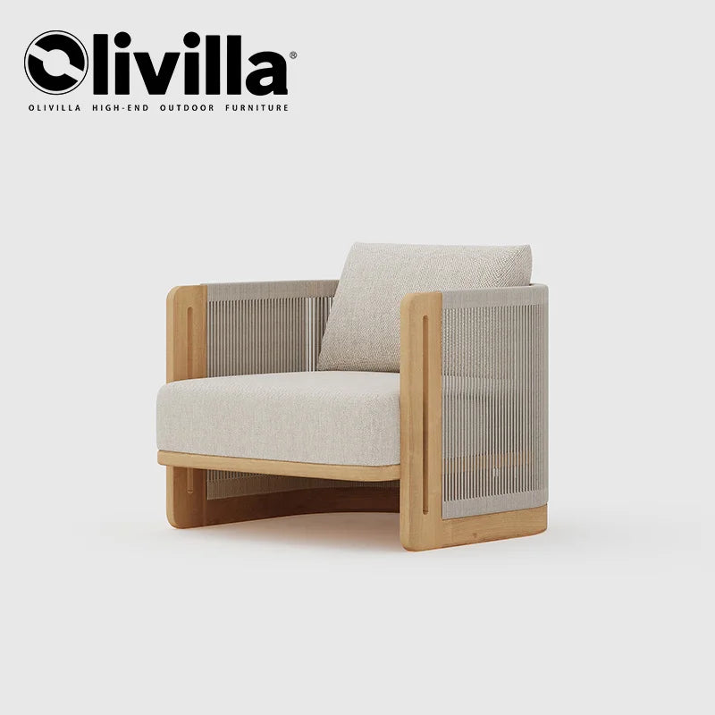 Villa Garden Rope Weaving Aluminum Alloy Sofa Hotel Sunroom Outdoor Leisure Furniture Courtyard Garden Waterproof Outdoor Sofa