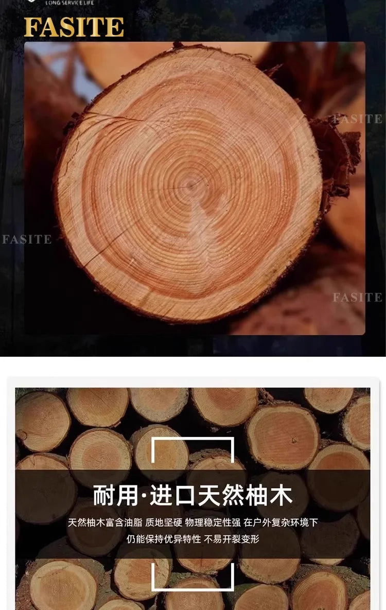 Outdoor teak courtyard Nordic style open-air famous villa anti-corrosion solid wood goose soft stone sofa