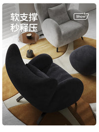 Cream Antelope Single Living Room Sofa Fabric Leisure Chair Middle Antique Lazy Sofa