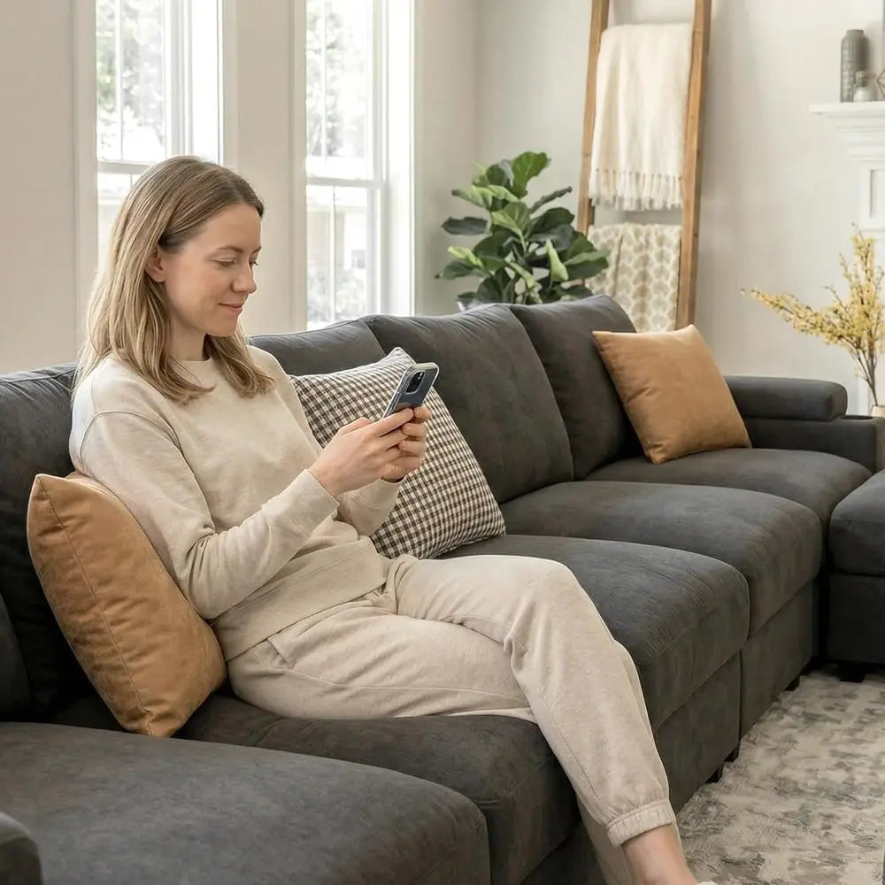 Oversized Velvet Cloud Sectional Sleeper Sofa with Chaise
