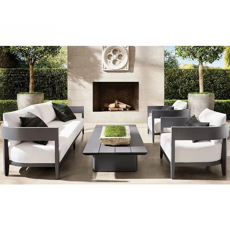 Aluminium Garden Sofa Patio Furniture Waterproof Lounge Set Rattan Modern Modular Luxury Corner Aluminium Outdoor Sectional Sofa