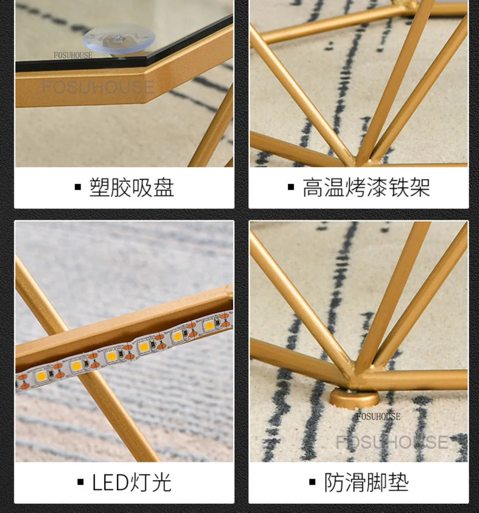 Nordic Glass Living Room Coffee Tables Light Luxury Modern Toughened Glass Bedroom Corner Table Iron Coffee Table Home Furniture
