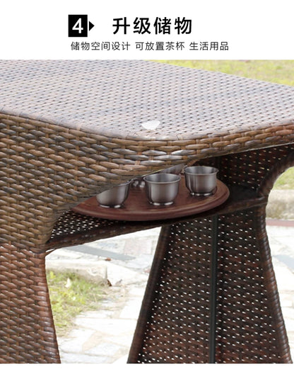 Rattan chair three-piece coffee table combination courtyard terrace outdoor small