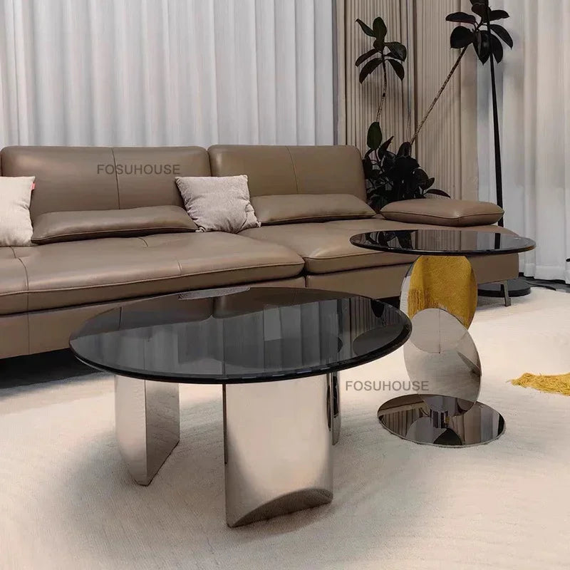 Nordic Light Luxury Coffee Tables Glass Side Table Designer Stainless Steel Corner Table Home Furniture Living Room Coffee Table