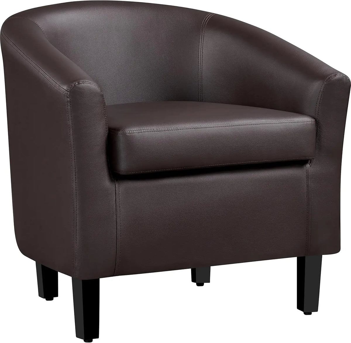 Leather Club Chair, Faux Leather Accent Chair, Modern Living Room Armchair with Wood Legs and Padded Seat for Bedroom Reception