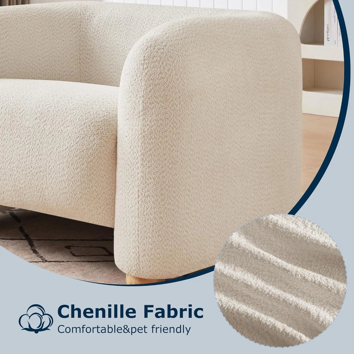 40" Modern Accent Chair Reading Chair Oversized Barrel Chairs for Living Room Bedroom Apartment (1, Khaki), Customized