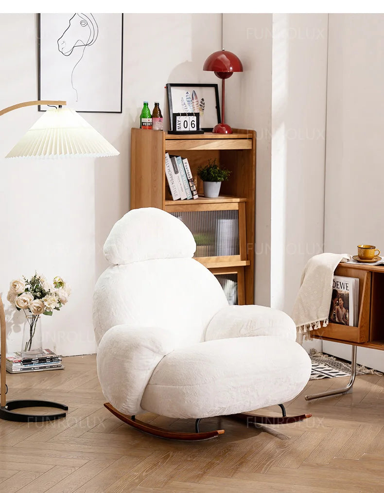 Simple Leisure Chair Great White Rocking Chair Living Room Small Sofa Hotel Club Leisure Chair Study Chair Living Room Chair