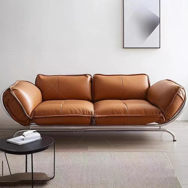 Modern European Brown Sofa Italian Designer Armrest Nordic Living Room Couch