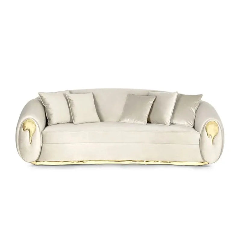 Italian light luxury leather sofa, high end designer villa living room home sofa