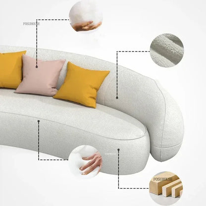 Curved Living Room Sofas Designer Beauty Salon Sofa Clothing Store Rest Area Reception Sofa Cream Style Living Room Furniture GL