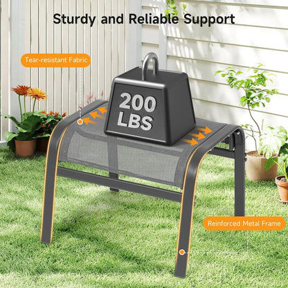 [Best Seller, Limited Stock!]Outdoor Ottoman Set of 2, All Weather Foot Stool with Supportive Textliene and Metal Frame, Stackab