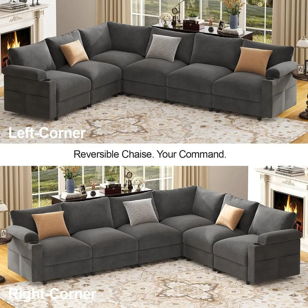 Oversized Velvet Cloud Sectional Sleeper Sofa with Chaise