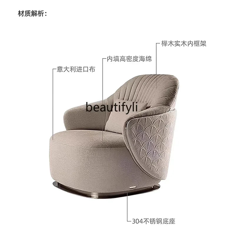 Asmt52 Italian light luxury design single sofa chair modern villa living room home fabric leisure chair