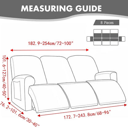 1/2/3 Seater Recliner Sofa Cover Jacquard Solid Color Stretch Couch Coushion Solid Color Sofa Slipcover for Living Room Home