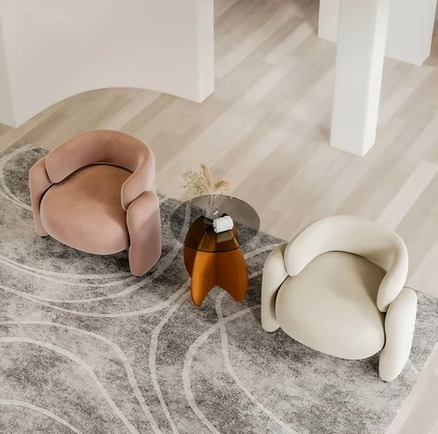 Modern Velvet Upholstered Wing Back Accent Chair Orange Barrel-Shaped Leisure Armchair Living Room Bedroom Nordic Comfy