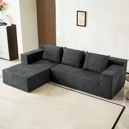 118" Compressed Sofa for Living Room L Shaped Boneless Couch, Modular Sectional Sofa, Sofa Bed Memory Foam Couches with Chaise