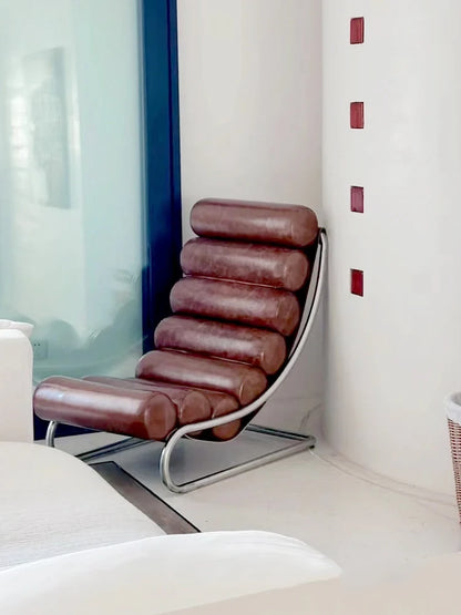 Stainless steel sofa chair Metal lazy recliner Light luxury leisure living room Home single sofa