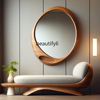 French retro bathroom mirror wall-mounted mirror American dressing table makeup mirror living room background wall decoration