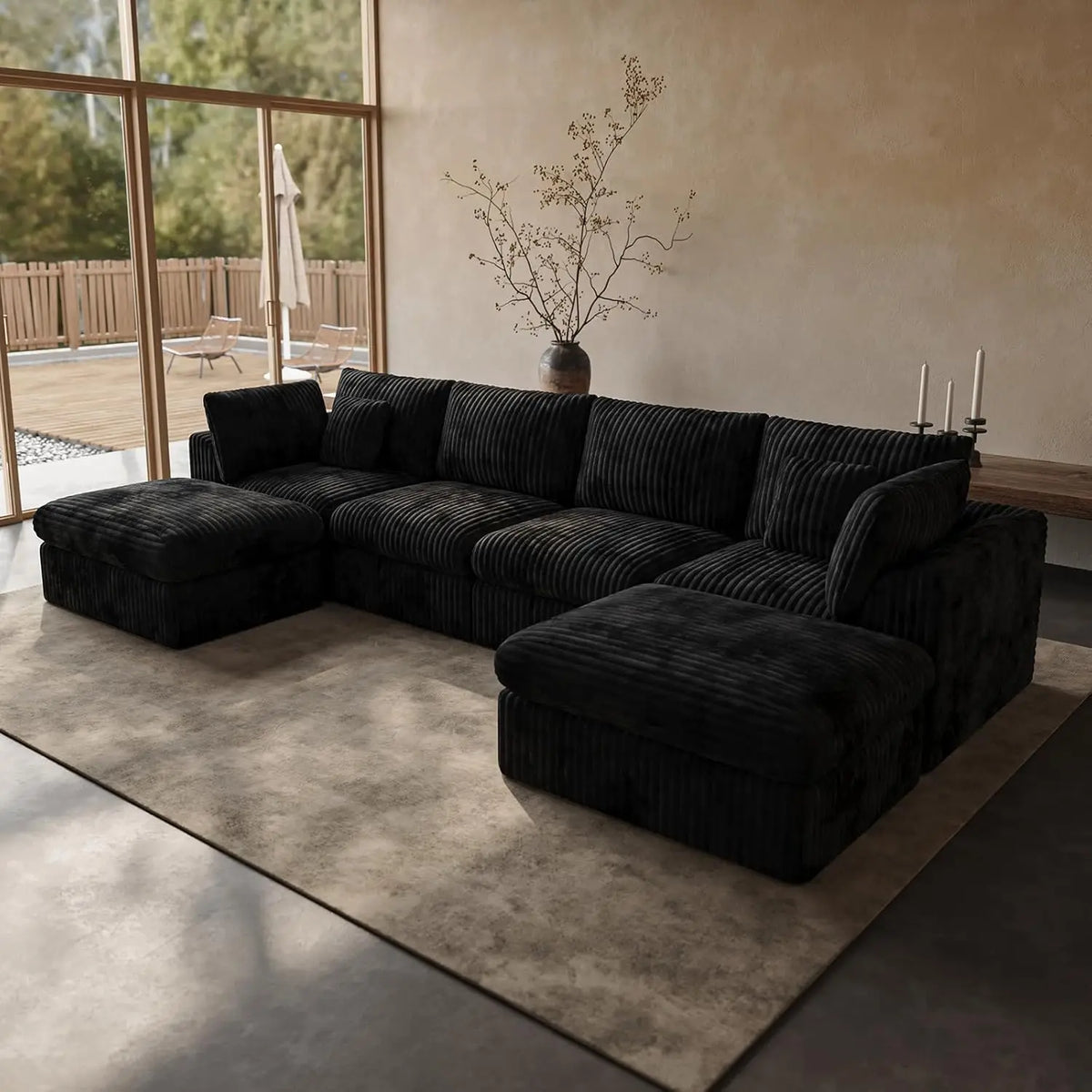 148” Cloud Sectional Couches for Living Room, Modular U Shaped Sofa with Ottoman, Deep Seat Chenille Sectional for, Customized
