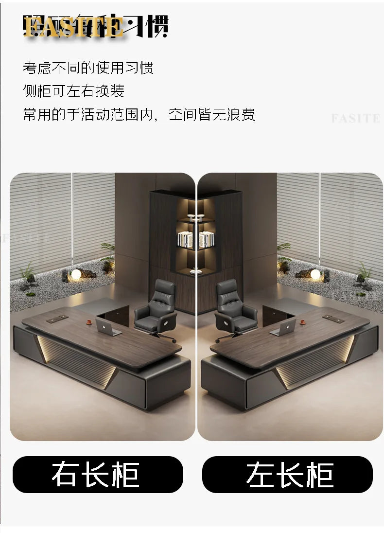 Modern boss desk light luxury high-end paint desktop large desk simple president table manager table and chair combination