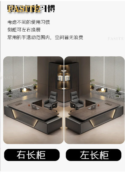 Modern boss desk light luxury high-end paint desktop large desk simple president table manager table and chair combination