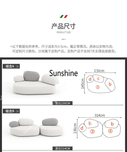 Design special-shaped pebble sofa, stone fabric color matching module wabi-sabi wind living room