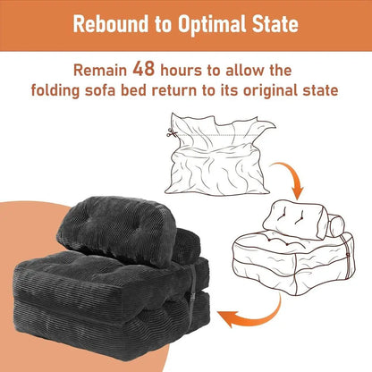 olding Soa Bed, Convertible Sleeper Chair with Back Support and Pillow uton,Boneloldable Couch or Living Room/Gt Use/Home Oice,