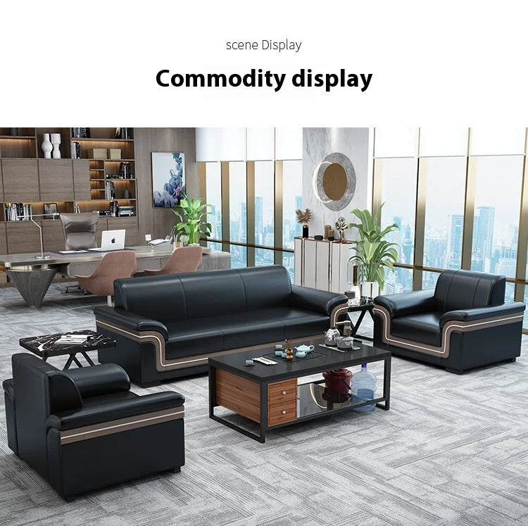 Simple Business Office Sofa Set Coffee Table Modern Luxury Reception Furniture for Three-Person Meetings Meeting Room Furniture