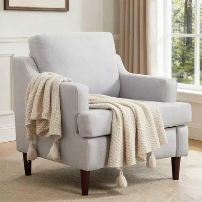 Mid-Century Accent Chair Modern Linen Fabric Armchair for Living Room,Comfy Upholstered Reading Chairs, Customized